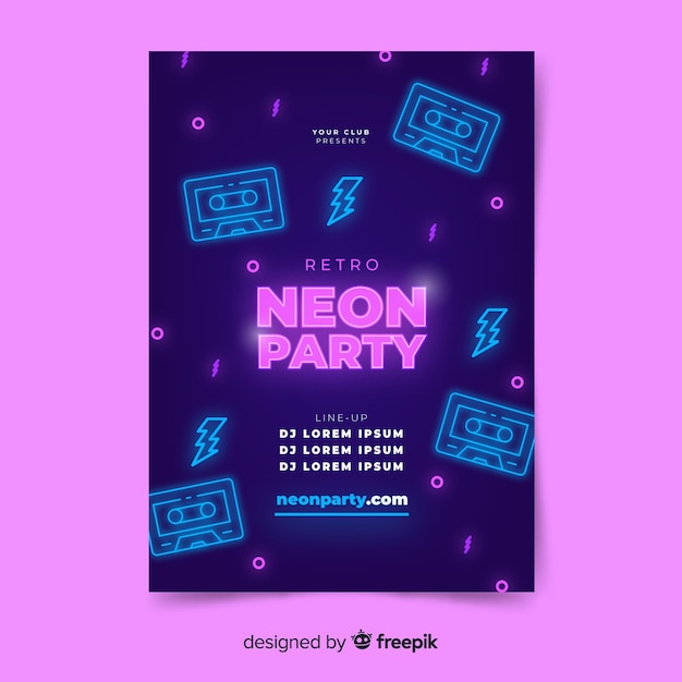 Free Vector Neon Light Music Poster Template