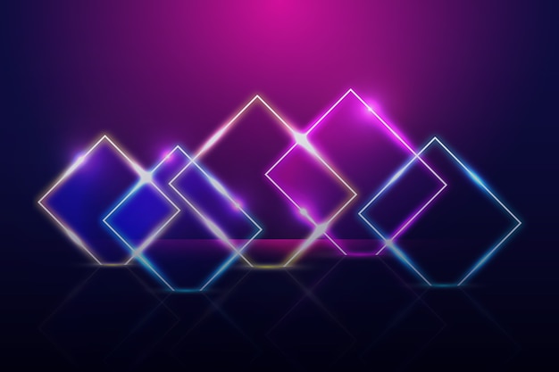 Free Vector Neon Lights Geometric Shapes Background