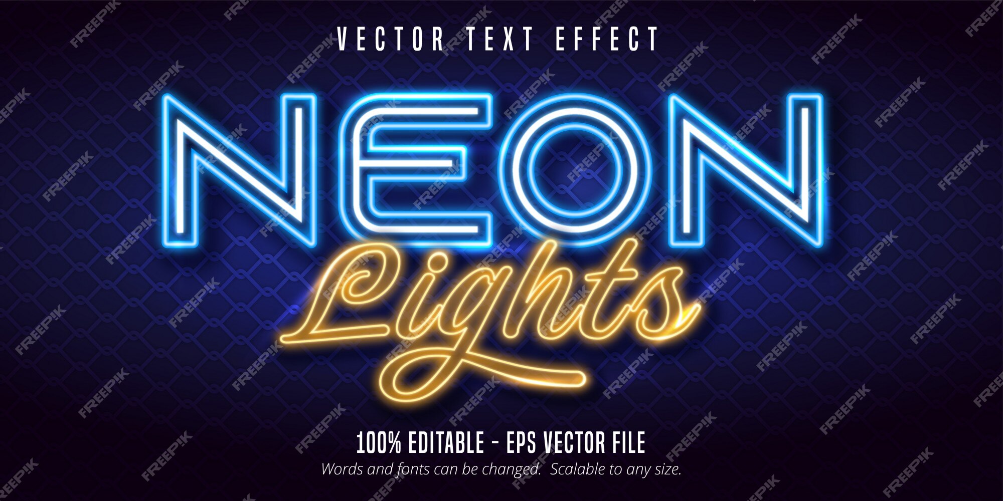 Premium Vector | Neon lights text, signage style editable text effect