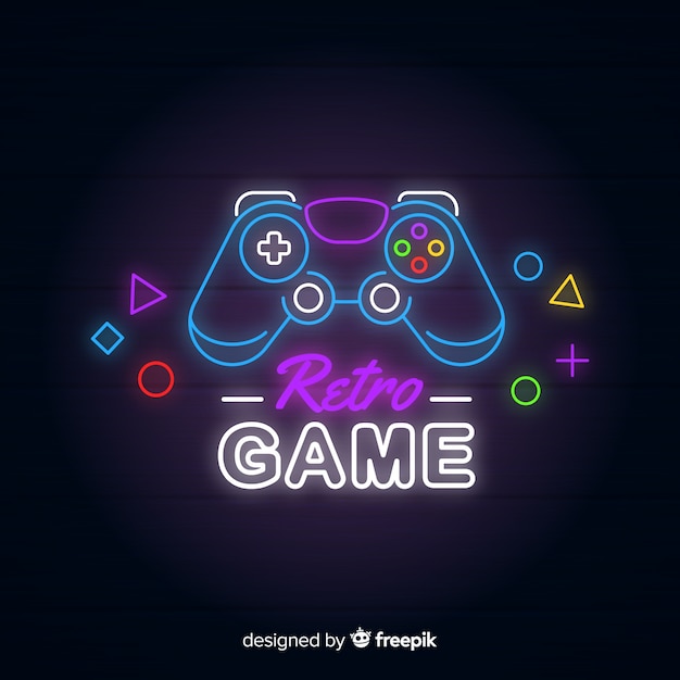 Premium Vector Neon Lights Vintage Gaming Logo