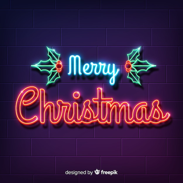 Free Vector | Neon merry christmas background