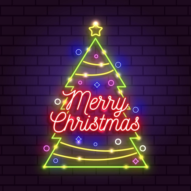 Premium Vector | Neon merry christmas concept