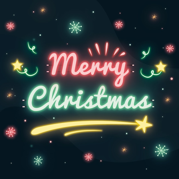 Free Vector Neon Merry Christmas