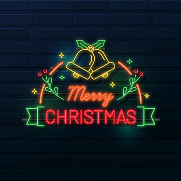 Free Vector Neon Merry Christmas