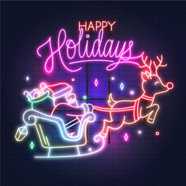 Free Vector | Neon merry christmas