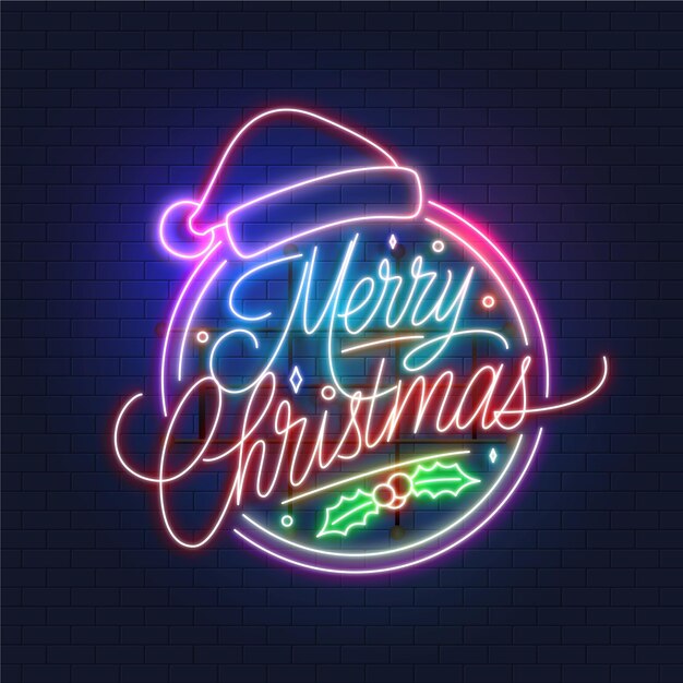 Free Vector | Neon merry christmas