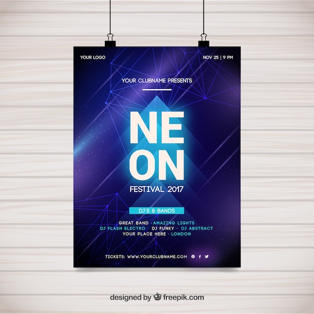 Free Vector Neon Poster Design