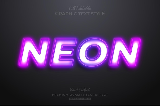 Premium Vector | Neon purple editable text effect font style