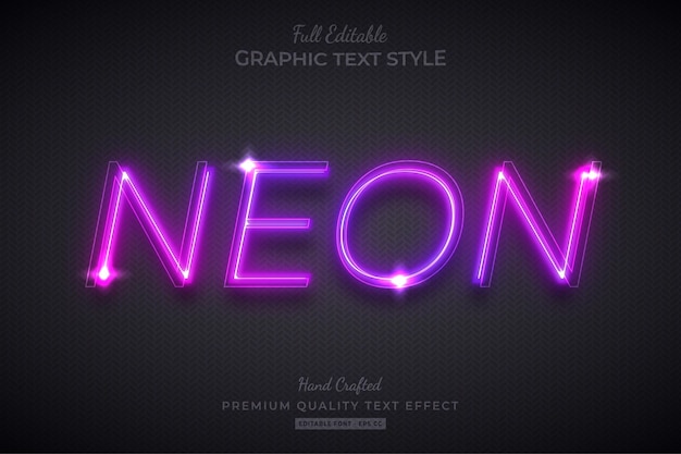 Premium Vector | Neon purple glow editable text effect font style