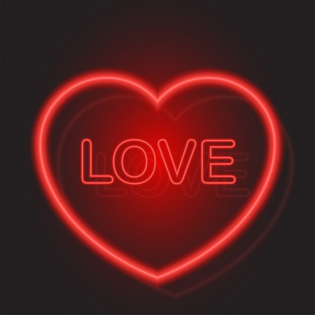 Premium Vector | Neon red heart for valentine day on black background.