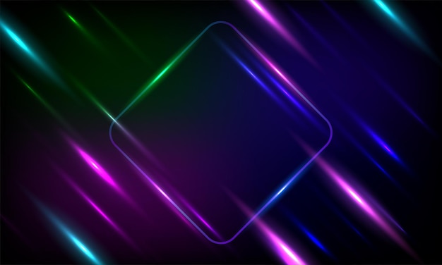 Premium Vector | Neon rounded parallelogram frame with shining effects