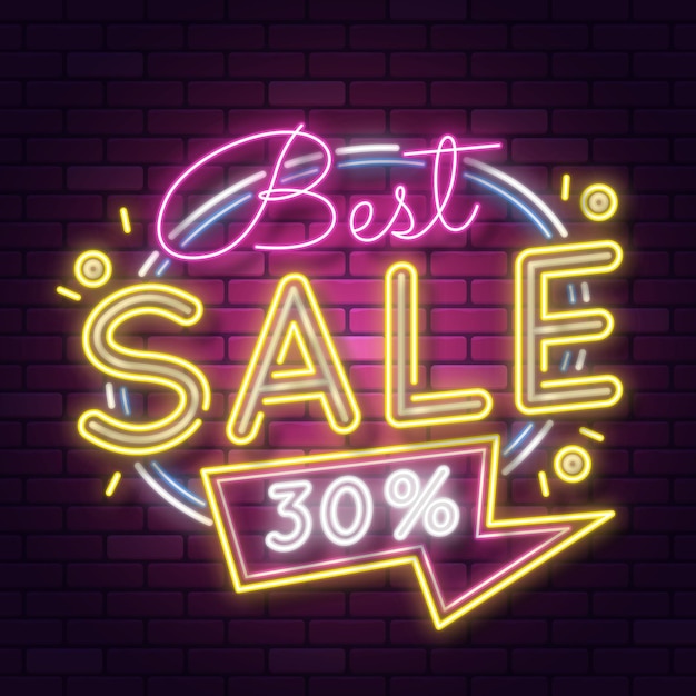 Premium Vector | Neon sale sign design