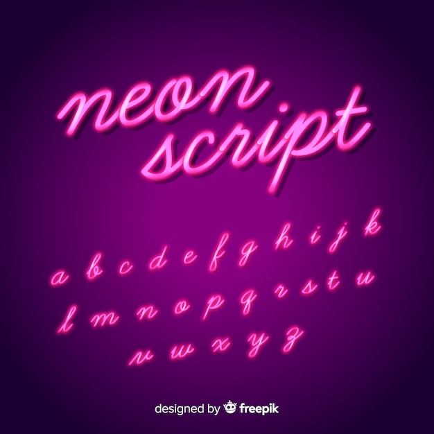 Neon script alphabet Free Vector