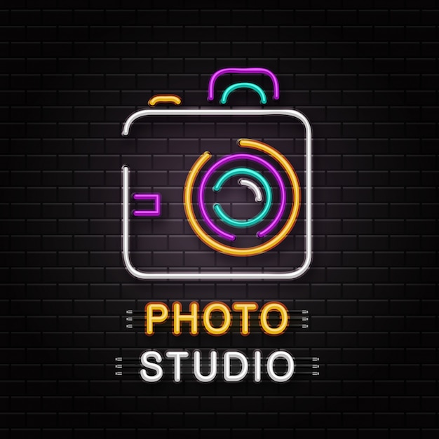 Download Free Neon Sign Of Camera For Decoration On The Wall Background Realistic Neon Logo For Photo Studio Concept Of Photographer Profession And Creative Process Premium Vector Use our free logo maker to create a logo and build your brand. Put your logo on business cards, promotional products, or your website for brand visibility.