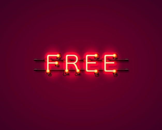 Premium Vector | Neon sign with text free, entrance is available