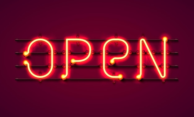 Premium Vector | Neon sign with text open, entrance is available ...