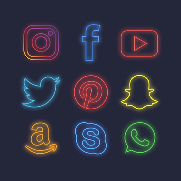 Download Free Free Vector Neon Social Media Icons Use our free logo maker to create a logo and build your brand. Put your logo on business cards, promotional products, or your website for brand visibility.