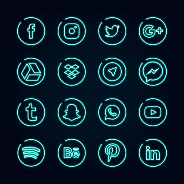 Premium Vector Neon Social Media Logo Template