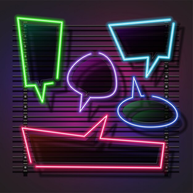 Premium Vector Neon Speech Bubble Design Set