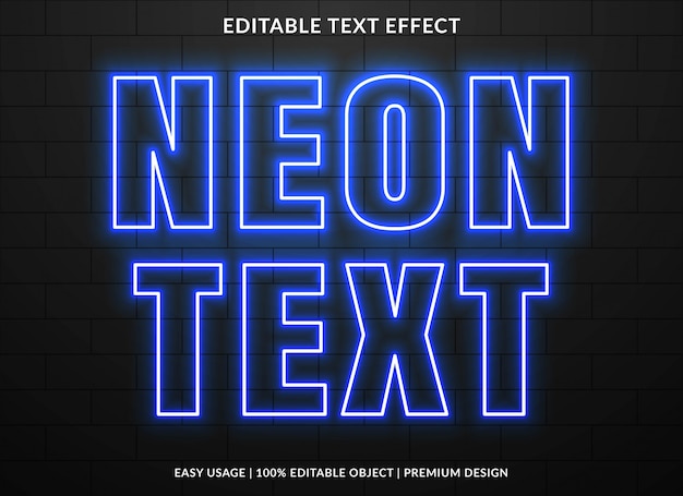 Premium Vector | Neon text effect template with glowing style