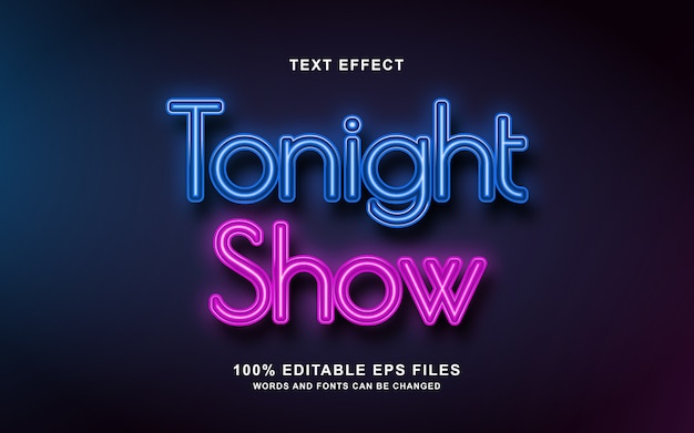 Premium Vector | Neon text effect tonight show related design