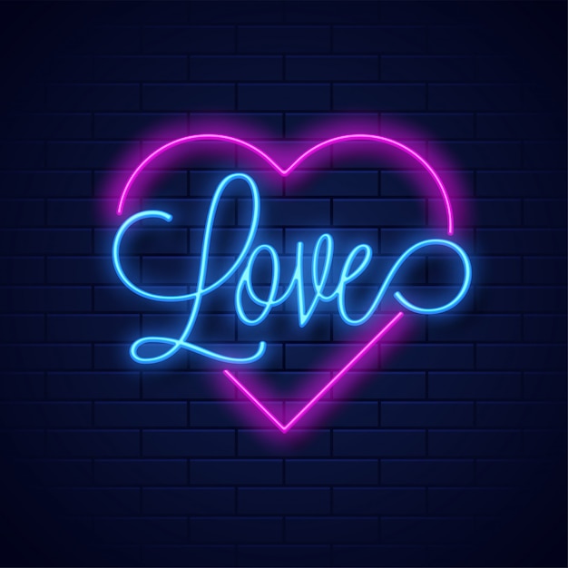 Premium Vector | Neon text love and heart shape