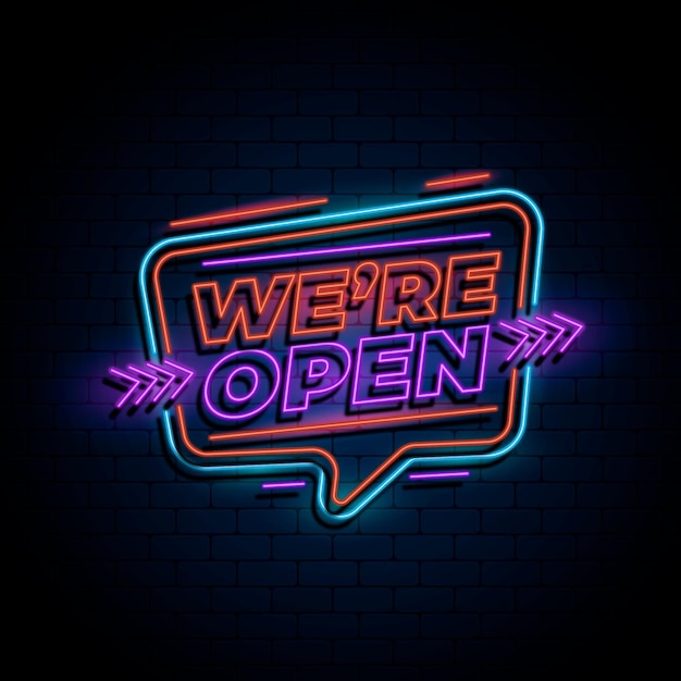 Free Vector | Neon 'we are open' sign