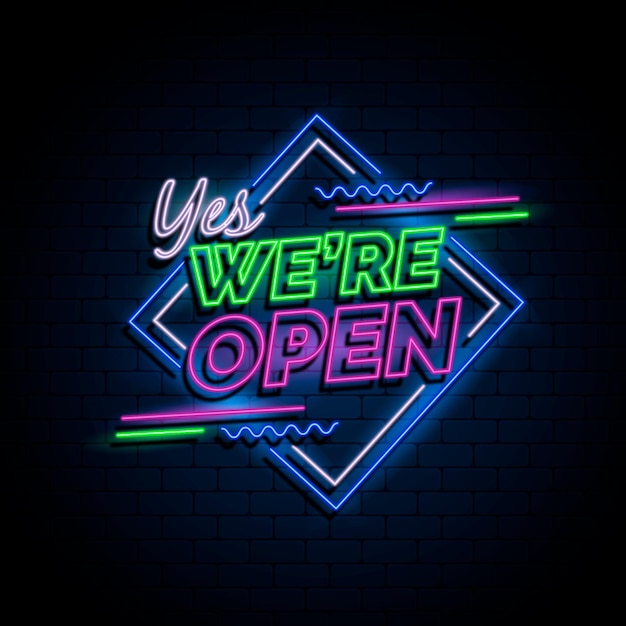 Free Vector | Neon 'we are open' sign