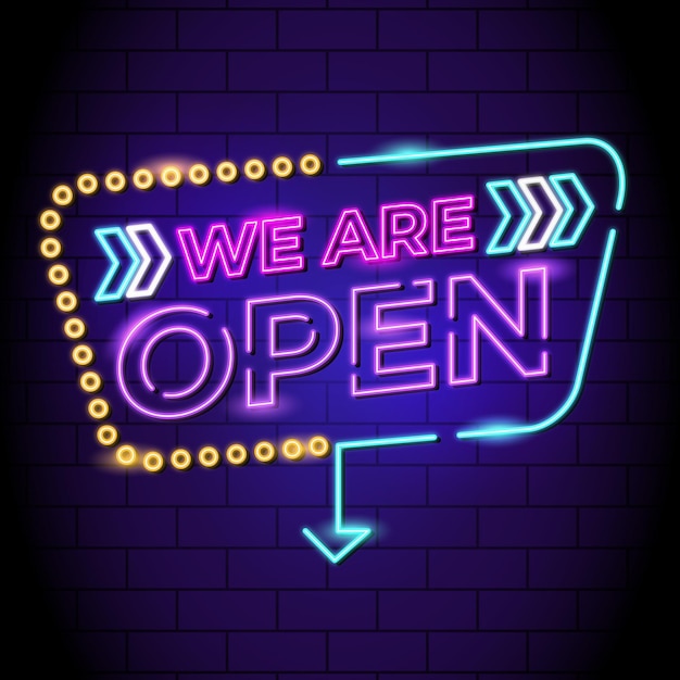 Premium Vector | Neon 'we are open' sign