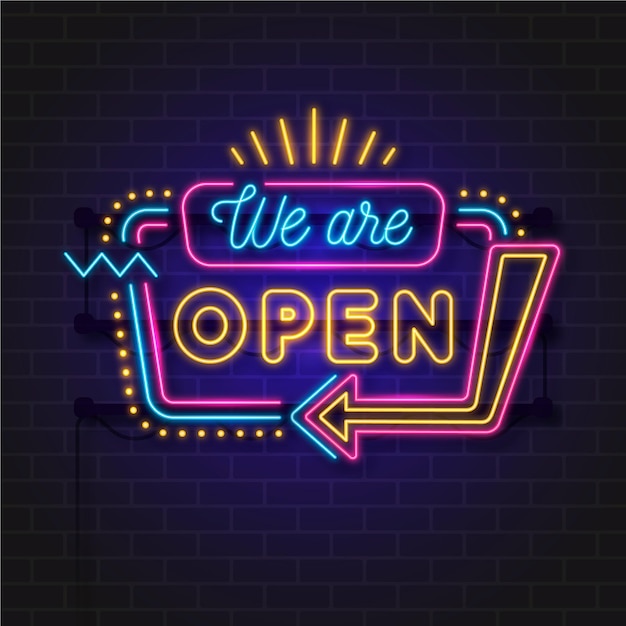 Free Vector | Neon we are open sign