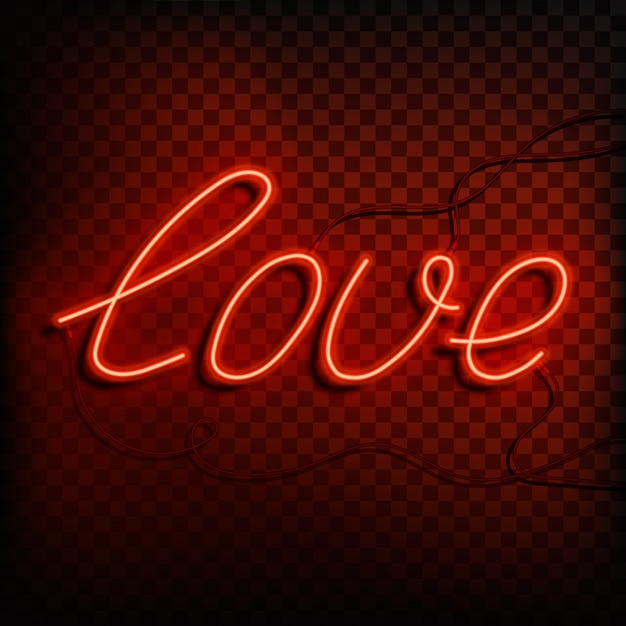 Premium Vector Neon Word Love A Bright Red Sign On A On A Transparent Background Element Of Design For A Happy Valentine S Day