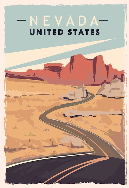 Premium Vector Nevada Retro Poster Usa Nevada Travel Illustration United States Of America 6374