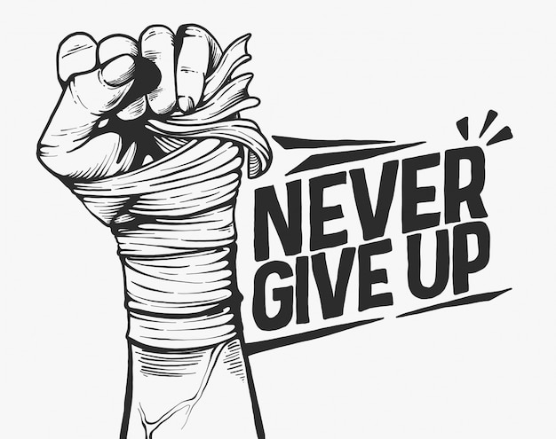 Premium Vector | Never give up motivation concept black and white ...