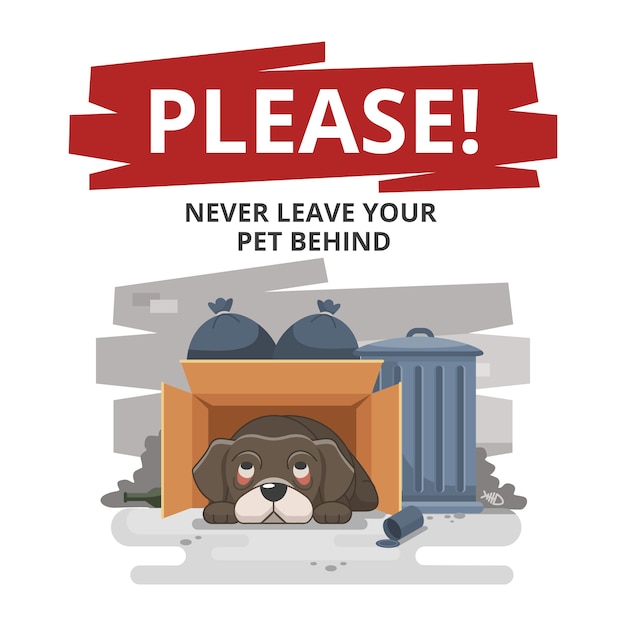 Free Vector | Never leave your pet behind sad illustration