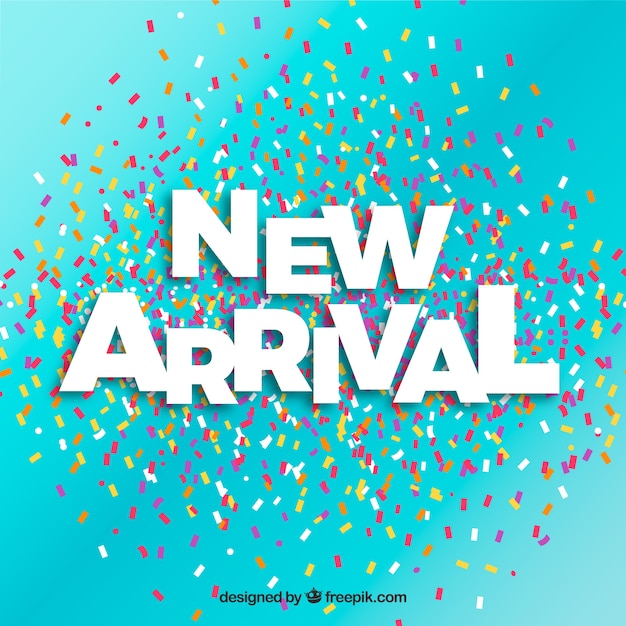 New arrival background with confetti Free Vector