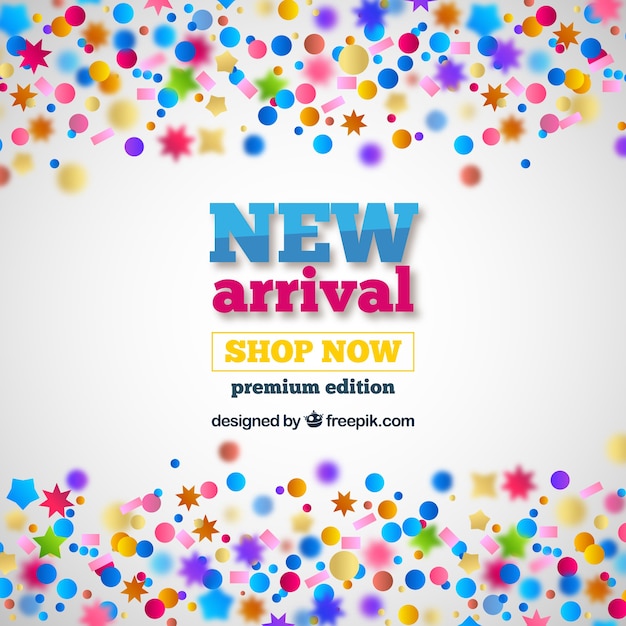 New arrival concept background with confetti Free Vector