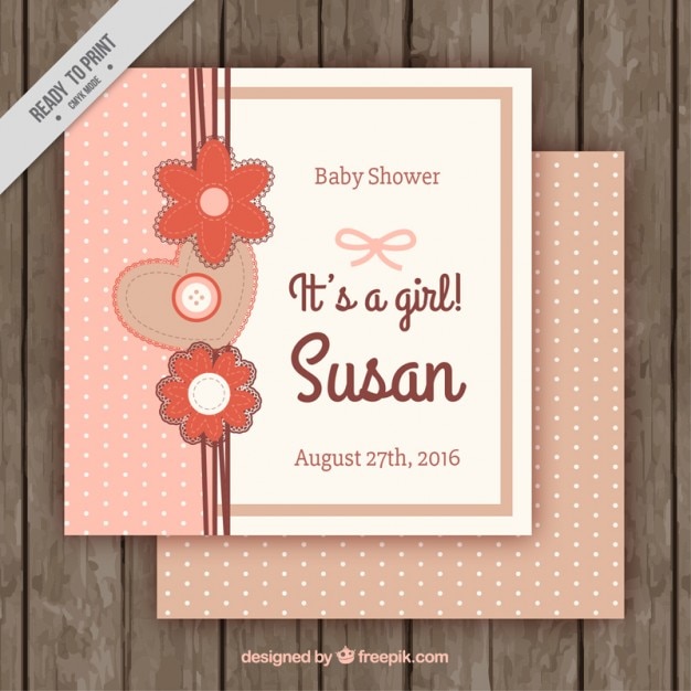 Download Free Vector | New born baby girl card
