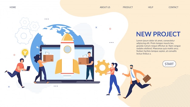 New global project creation design landing page Premium Vector