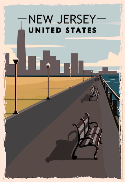 Premium Vector | New jersey retro poster. usa new jersey travel