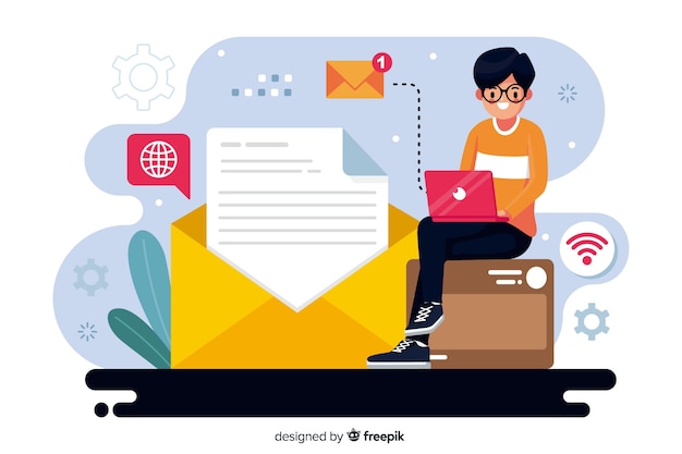 New message concept for landing page Free Vector