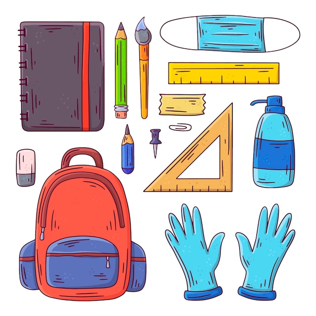 Free Vector | New normal school supplies