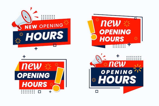 Free Vector | New opening hours sign collection