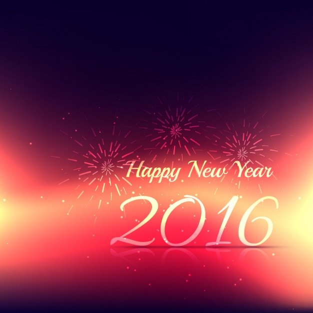 New year 2016 card with fireworks