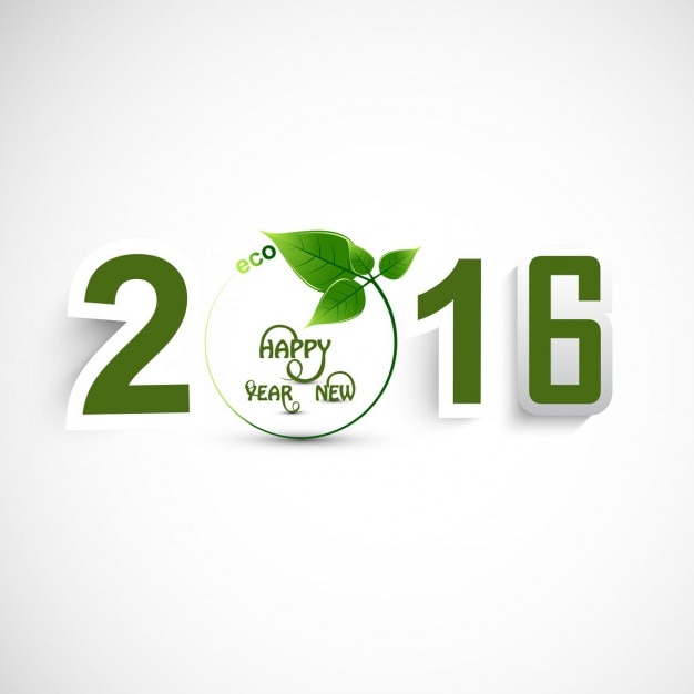 New year 2016 text with leaves