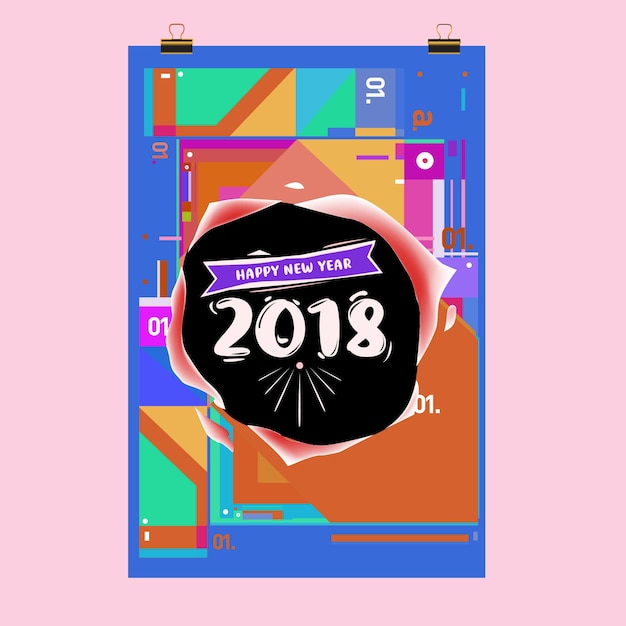 Premium Vector New Year 18 Calendar Cover Template Set Of Calendar And Poster With Colorful Memphis Style Background