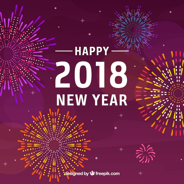 Download New year 2018 fireworks background Vector | Free Download