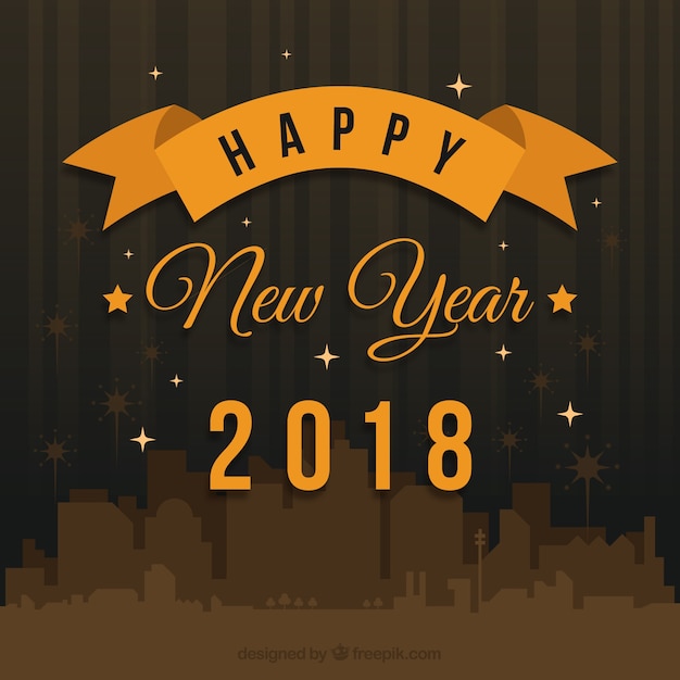 New year 2018 flat background | Free Vector