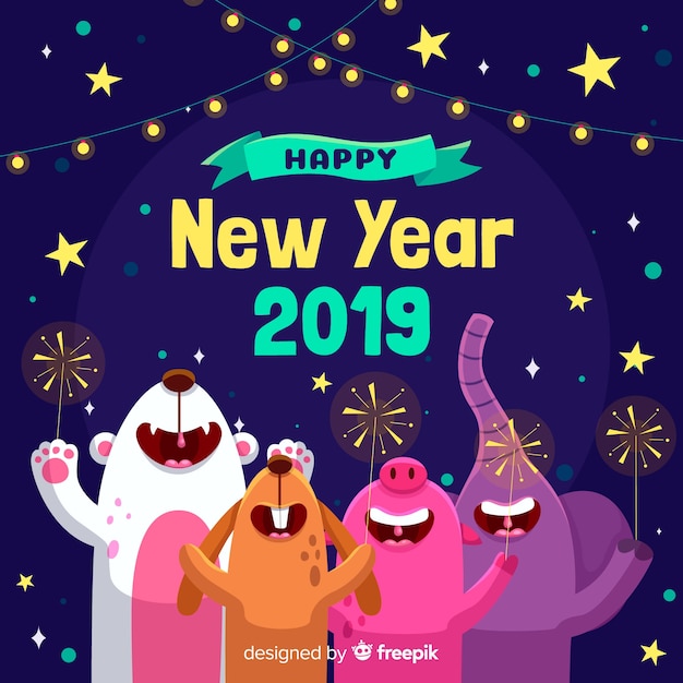 Free Vector | New year 2019 background