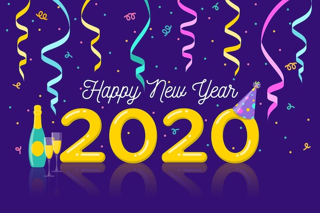 Free Vector New Year Background In Flat Design