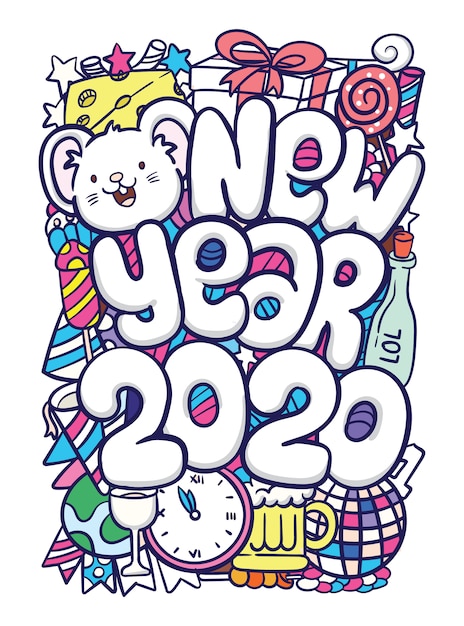 Simple New Year Doodles 2024 Greatest Superb Stunning Review Of New   New Year 2020 Hand Drawn Doodle Art 72192 418 